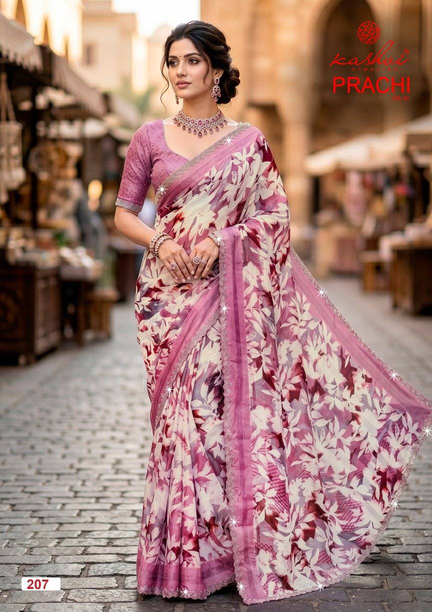 PRACHI VOL. 2 By KASHVI CREATION 201 To 208 Series Indian Traditional Wear VISCOSE sarees At Wholesale Price
